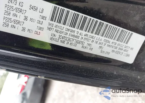 2015 Dodge Journey Sxt from USA, damaged, VIN 3C4PDCBG7FT668761